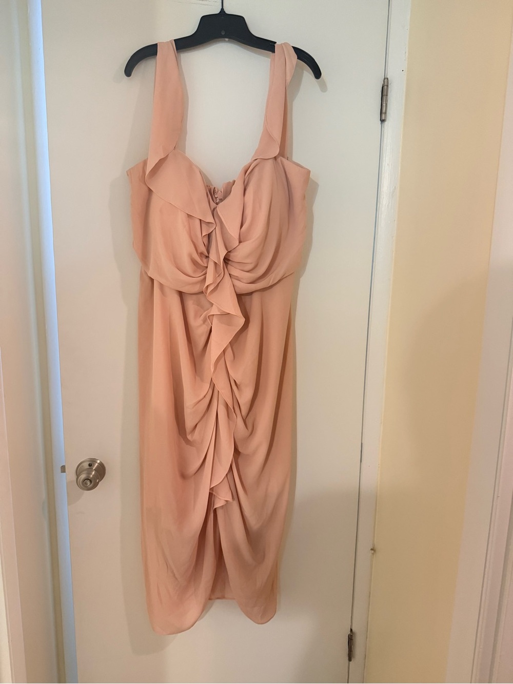 City Chic Blush Peach Ruffle Draped Midi/Maxi Dress Size 20